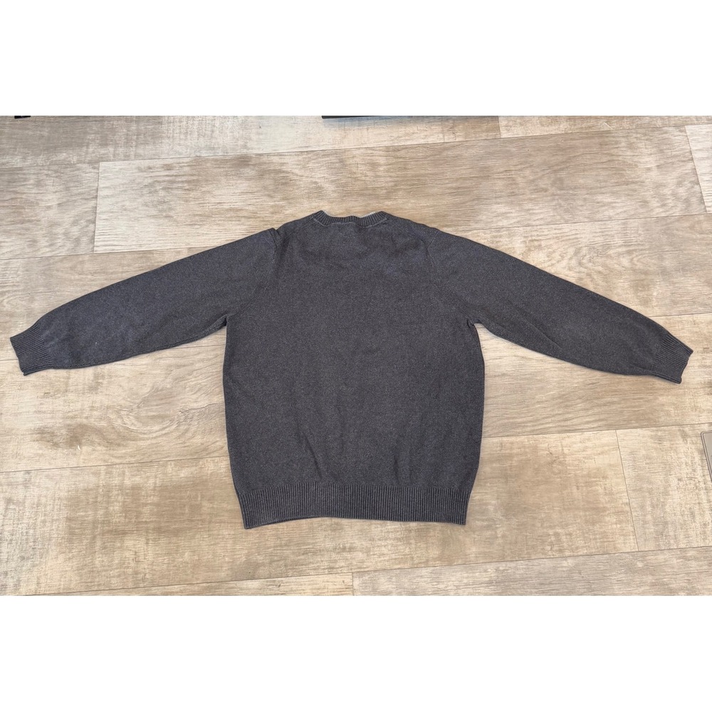 Tommy Hilfiger Mens V-Neck Sweater Charcoal Gray Knit Size M Flag Logo - Picture 7 of 7